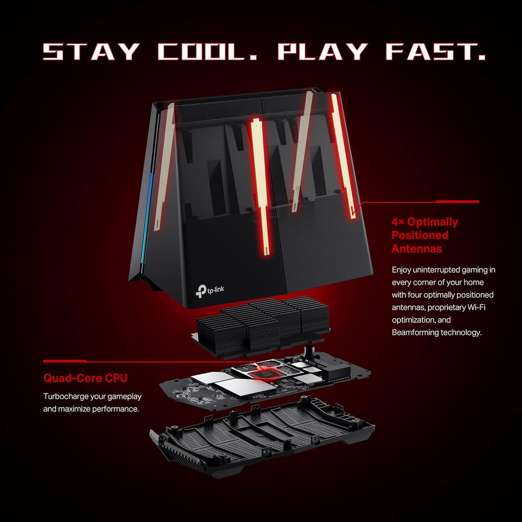TP-Link Tri-Band BE11000 Wi-Fi 7 Gaming Router Archer GE650 | 6-Stream 11 Gbps supports 320MHz | 2×5G + 3×2.5G Ports USB 3.0 | Game Acceleration  Dedicated Gaming Port & Panel  RGB Lighting|HomeShield