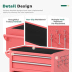 Greenvelly Tool Chest, 8-Drawer Rolling Tool Chest with Wheels, Detachable Top Tool Box, Assembled Tool Chest with Liner & Hooks, Rolling Tool Box for Garage, Workshop, Warehouse, Pink