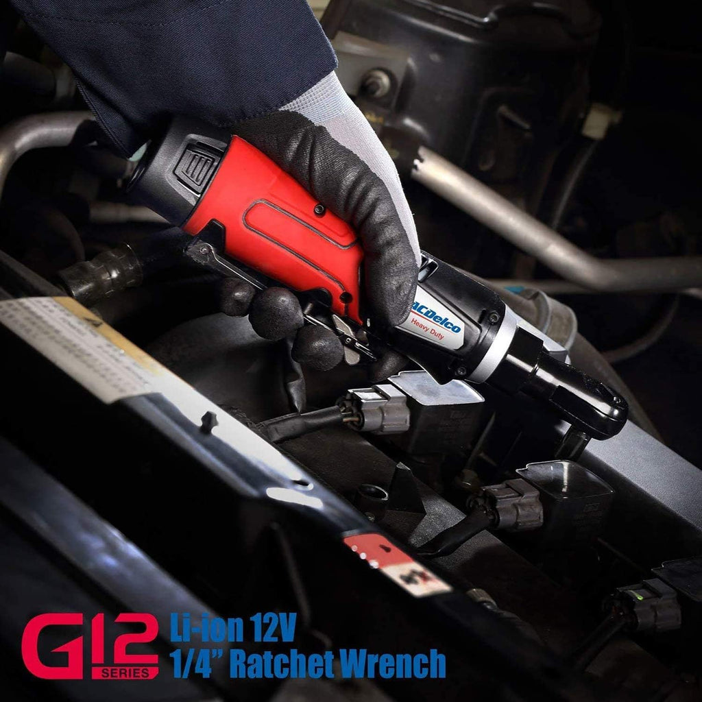 ACDelco ARW1209-K9 G12 Series 12V Lithium-Ion Battery And Charger Cordless 1/4” & 3/8” Ratchet Wrench Combo Tool Kit with Canvas Bag