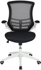 Flash Furniture Kelista Office Chair, Ergonomic, Mid-Back, White Frame, Black Mesh with Swivel
