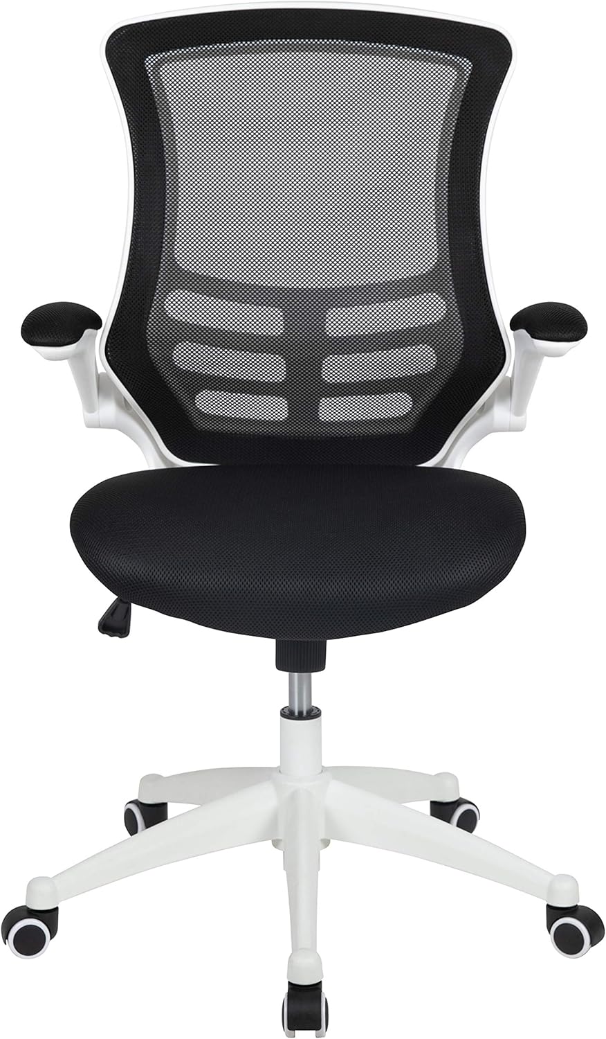 Flash Furniture Kelista Office Chair, Ergonomic, Mid-Back, White Frame, Black Mesh with Swivel
