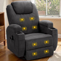Recliner Chair, 360° Swivel Rocker Chair for Adults, Rocking Recliner Chair with Massage, Comfy Single Sofa with Side Pockets Cup Holders for Living Room, Bedroom, Nursery (Fabric, Dark Gray)