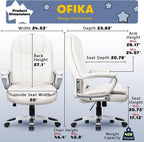 OFIKA Home Office Chair, 400LBS Big and Tall Chair Heavy Duty Design, Ergonomic High Back Cushion Lumbar Back Support, Computer Desk Chair, Adjustable Executive Leather Chair with Armrest