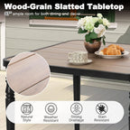 NUU GARDEN 37" Square Outdoor Dining Table, Metal Dining Table with Umbrella Hole, Wood-Grain Tabletop, Weather-Resistant for Garden, Backyard, Deck, Lawn