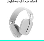Logitech Zone Vibe 100 Lightweight Wireless Over Ear Headphones with Noise Canceling Microphone, Advanced Multipoint Bluetooth Headset, Works with Teams, Google Meet, Zoom, Mac/PC - Off White