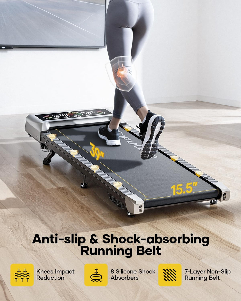 TOPUTURE Walking Pad with 10% Incline, 3.0HP Brushless Quiet Under Desk Treadmill, Portable Treadmills for Home/Office, Running Machine 300 lbs Capacity with RGB LED Screen, Remote Control/App Control