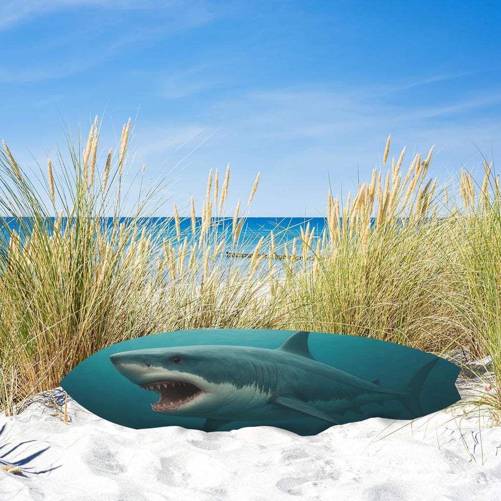JennyGems Outdoor Shark Surfboard Wall Art – Ocean Themed Shark Decor, Weatherproof PVC Beach House Sign Decorative Coastal Wall Hanging, 3 Foot