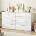 10 Drawer White Dresser for Bedroom, 55" Long Dresser Chest of Drawers, Large High Gloss Modern Storage Cabinet with Big Drawers Handle Free, Living Room, Entryway, Hallway