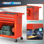 8-Drawer Rolling Tool Chest with Wheels, 2-in-1 Detachable Tool Box with Drawers and Large Cabinet, Rolling Tool Chest Storage Cabinet with Lockable for Warehouse, Garage, Workshop Red