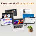 Laptop Screen Extender 2.5K Monitor - 16" Double Portable Monitor 2560x1600P QHD 100% sRGB IPS 235° Rotation Detachable Screen Design Extra Compatible with Mac Wins Dex Chrome Fits 13"-17" Laptops