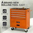 4 Drawers Tool Cart on Wheels, Rolling Tool Box Tool Storage, Drawers Rolling Tool Box Organizer Tool Case for Garage, Warehouse, Workshop, Repair Shop (4 Drawers-Orange)