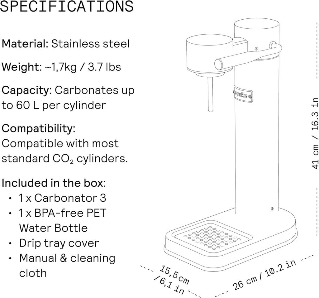Aarke Carbonator lll, Sparkling & Carbonation Water Machine, Stainless Steel with PET BPA-Free Reusable Bottle Volume 1L/34 fl oz (Sand)