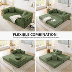 Convertible Folding Sofa Bed, Modern Futon Sleeper Sofa Fold Out Couch Bed with Gold Fixed Frame, Modular Floor Sofas Comfy Corduroy Boneless Couches for Living Room (78" Green)