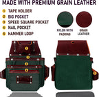FUERI Electrician's Heavy Duty 26 Pocket Leather-Nylon Tool Belt & Suspender Combo, Comfort Back Support Padded Belt, 2 Large Storage Capacity Pouches, Best for Framers, Carpenter, Roofing