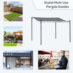 Outsunny 10' x 10' Steel Outdoor Pergola Gazebo, Patio Canopy with Weather-Resistant Fabric and Drainage Holes for Backyard, Deck, Garden, Gray