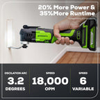 Greenworks 24V Cordless Multi-Tool, Oscillating Tool for Cutting/Nailing/Scraping/Sanding with 6 Variable Speed Control, 2.0Ah Battery, 2A Charger and 13 Accessories Included