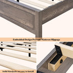 AMERLIFE King Size Farmhouse Bed Frame with 49.2" Barn Door Headboard, Platform Bed Frame with Wood Slats, Under Bed Storage Space, Easy Assembly, Noisy Free, Rustic Gray