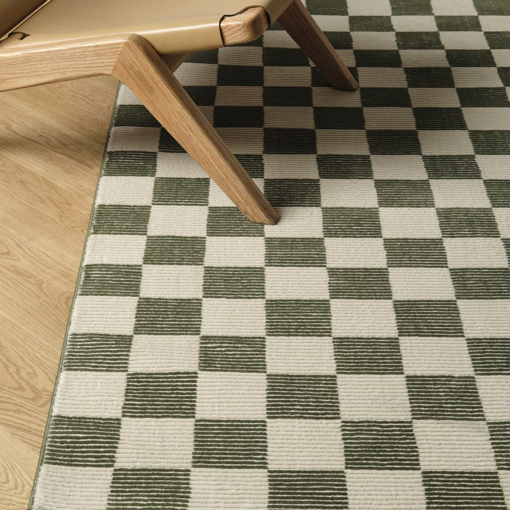 Revival Rugs Gambit 9'2"x12'2" Washable Area Rug for Living Room Bedroom - 100% Recycled Oeko-TEX Certified, Medium Pile, Green, Beige