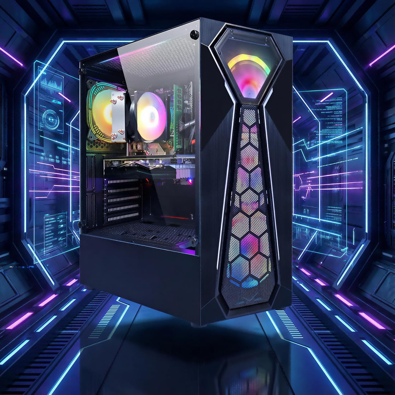 STGAubron Gaming PC Computer Desktop  AMD Ryzen 5 5500 up to 4.2G  GeForce RTX 2060 Super 8G  16G DDR4  1T SSD  WiFi 6  BT 5.2  RGB Fan x4  Windows 11 Home