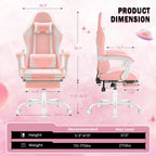 Homall Gaming Chair, Video Game Chair with Footrest and Massage Lumbar Support, Ergonomic Computer Chair Height Adjustable with Swivel Seat and Headrest (Pink)