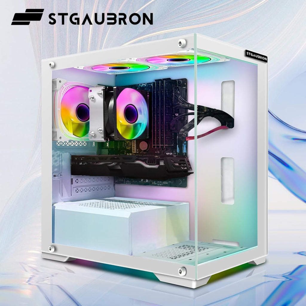 STGAubron Gaming PC Desktop Computer  AMD Athlon 3000G 3.5GHz  Radeon RX 590 8G  16G DDR4  512G SSD  WiFi  BT 5.0  RGB Fan x3  Windows 11 Home