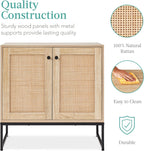 Best Choice Products 2-Door Rattan Storage Cabinet, Accent Furniture, Multifunctional Cupboard for Living Room, Hallway, Kitchen, Sideboard, Buffet Table w/Non-Scratch Foot Pads - Natural