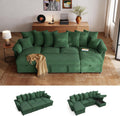 LINSY HOME Oversized Sectional Sleeper Sofa with Pull Out Couch Bed (Green, 118.5'') | USB Charging, Pillow-style Armrest, Multiple Cushions, Storage Chaise, Corduroy Fabric