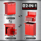 INTERGREAT Tool Chest, 5 Drawers Rolling Tool Chest with Detachable Top Tool Box, Tool Chests with Universal Lockable Wheels, Metal Tool Cart for Garage, Workshop, Barbershop
