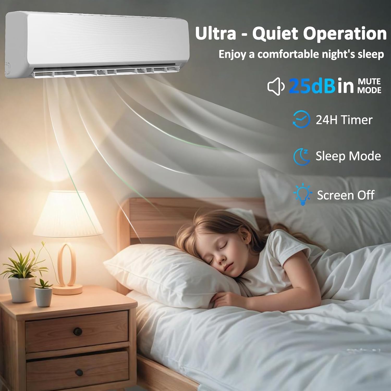 Mini Split Air Conditioner with Heat Pump, 18000 BTU 19 SEER2 230V Energy Efficient Ductless Inverter, 1 Ton Pre-Charged Condenser Cools Up to 1250 Sq.Ft with Installation Kit