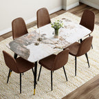 Dinner Table Set for 6, Sintered Stone Kitchen Table Top and Modern Chairs Set of 6 for Kitchen Dining Room
