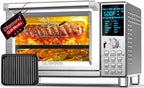 NUWAVE Bravo XL Air Fryer Convection Toaster Oven Countertop, 112-in-1 Smart Grill Combo with Original Flavors & Marks, Adjustable Heating Zones for Pizza, Roast, Bake, 50-500°F, Stainless Steel, 30QT