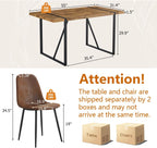 Dining Table Set for 4 .Dinner Table Set for 4 .55'' Kitchen Table and Suede Nap Fabic Chairs Set of 4, 5 Piece Dining Table Set for Kitchen Dining Room