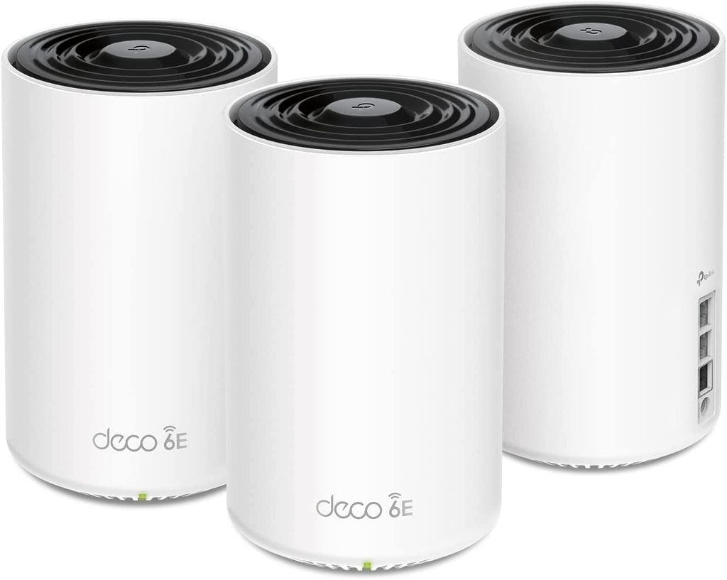 TP-Link Deco XE75 Pro AXE5400 Tri-Band WiFi 6E Mesh System - 2.5G WAN/LAN Port  Covers up to 7200 Sq.Ft  Replaces WiFi Router and Extender  AI-Driven Mesh  6GHz Band  3-Pack