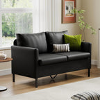 TYBOATLE Faux Leather Modern Small Couches for Small Spaces, Comfy Upholstered Love Seat for Bedroom, 2 Seater Mini Couch for Apartment, Dorm, Office, Black