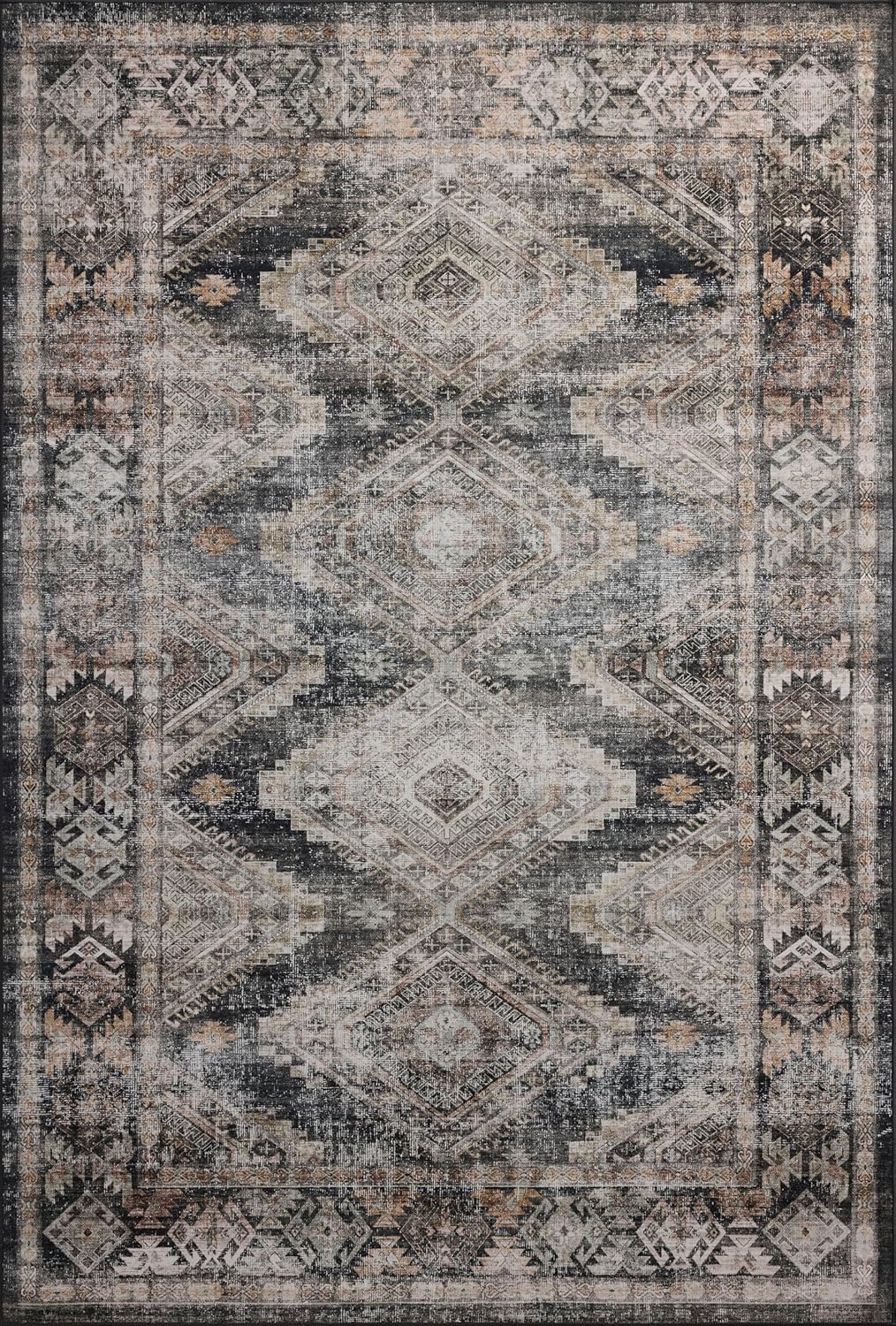 Loloi Amber Lewis Josie Collection JOS-04 Ink/Earth 9'-0" x 12'-0", .13" Pile Height, Low Profile, Machine Washable, Area Rug