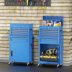 INTERGREAT Blue Tool Chest, 5-Drawer Rolling Tool Chest with Detachable Top Tool Box, Tool Chests with Universal Lockable Wheels, Metal Tool Cart for Garage, Workshop, Barbershop