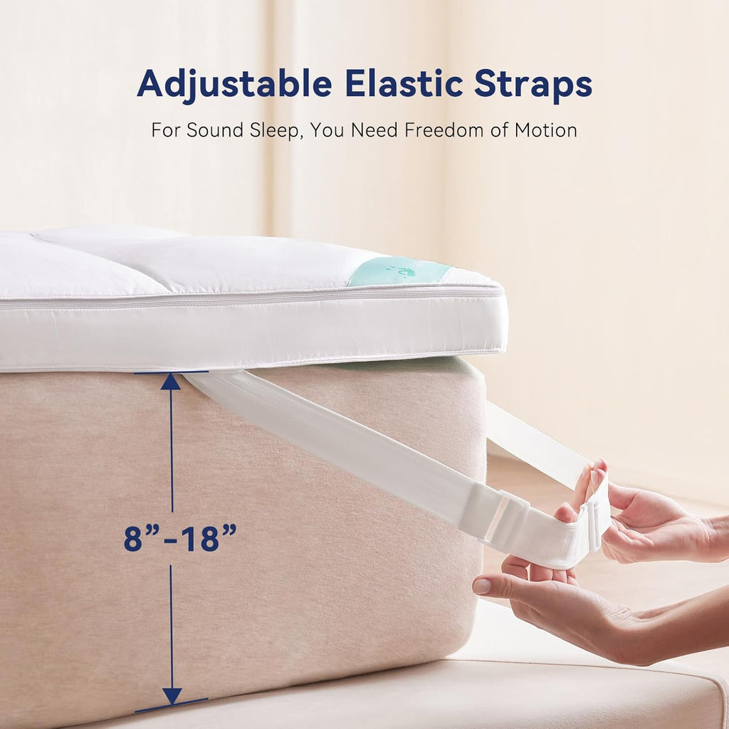 Dual Layer 2 Inch Memory Foam Mattress Topper King Size, 1.5 Inch Cooling Gel Memory Foam and 0.5 Inch Goose Down Fibers Mattress Pad Cover for Pressure Relieving(78"x80")