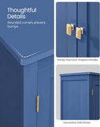 VASAGLE Floor Storage Cabinet, Freestanding Storage Unit with 4 Doors, Adjustable Shelves, 11.8 x 23.6 x 43.3 Inches, for Entryway, Bathroom, Harbor Blue UBBC552Q01