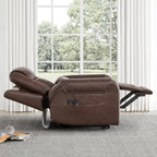 CHITA Electric Power Lift Recliner Chair for Elderly with Massage and Heat, Large Lay Flat Genuine Leather Recliner Chair with Cup Holders, USB Ports, Power Headrest, Independent Backrest, Dark Brown