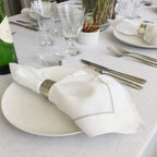 Huddleson White Linen 80” Round Tablecloth Luxury Italian Linen Circular 80 Inch Table Cloth Sewn in US