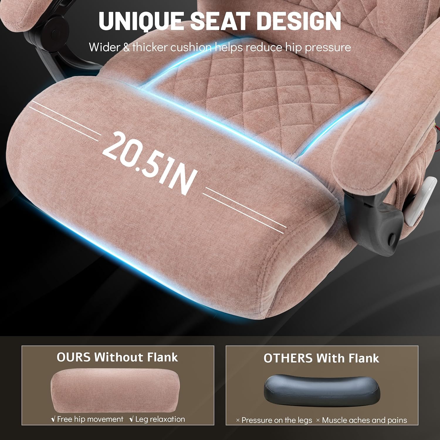Massage Office Chair with Foot Rest,6 Points Vibration & Heat Executive Office Chairs for Heavy People,500LBS Big and Tall Office Chair,Ergonomic Reclining Desk Chair,Home & Office,Pink