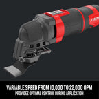 CRAFTSMAN Oscillating Tool, 3-Amp, Includes Universal Tool-free Accessory System, Blades, Sandpaper and Tool Bag, Corded (CMEW401)