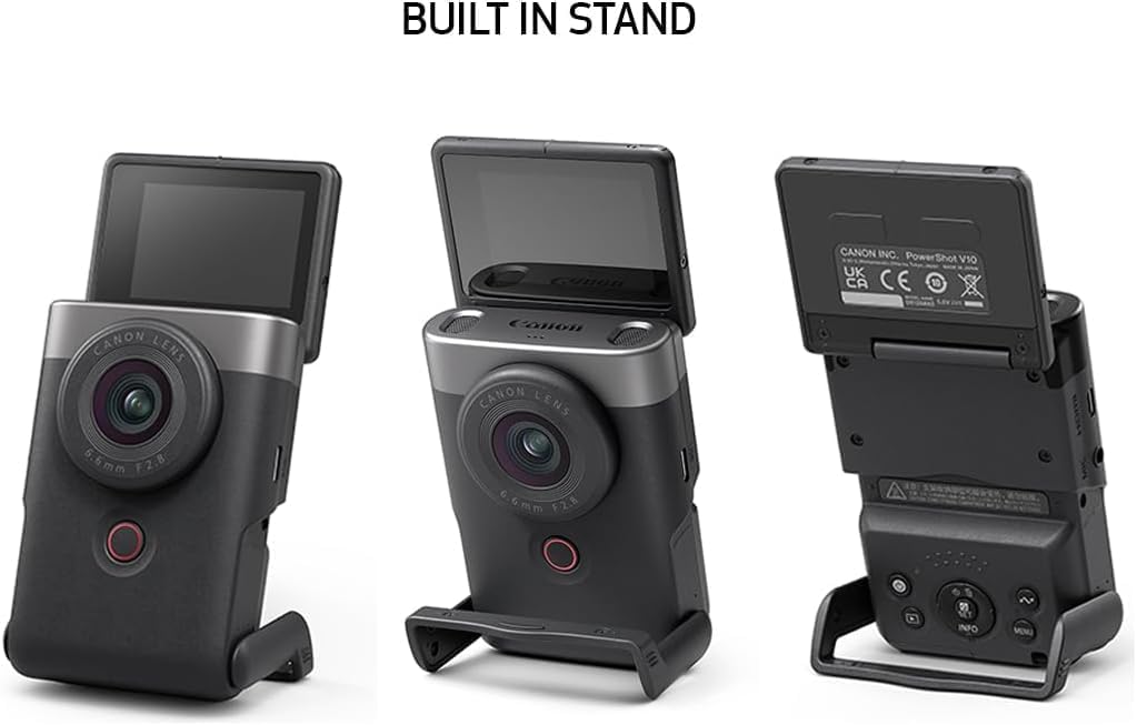 Canon PowerShot V10 Compact Vlogging Camera  1" CMOS Sensor  4K Video Streaming  Built‑in Wide‑Angle Zoom Lens  Flip‑LCD & Stereo Mic  Image Stabilization  Creator Studio in Your Pocket  Black