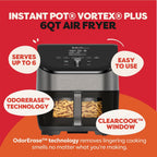 Instant Pot Vortex Plus 6QT Air Fryer with Odor Erase Technology,6-in-1 Functions that Crisps,Roasts, Broils,Dehydrates, Bakes & Reheats, 100+In-App Recipes, from the Makers of Instant Pot,1700W,Black