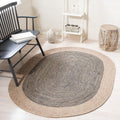 SAFAVIEH Braided Collection Area Rug - 8' x 10' Oval, Beige & Black, Handmade Country Cottage Reversible Wool, Ideal for High Traffic Areas in Living Room, Bedroom (BRD904B)