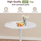 Round Dining Table 27.5" Faux Marble White Tulip Table with Pedestal Base for 2-4 People Small Space - Kitchen Living Room Cafe