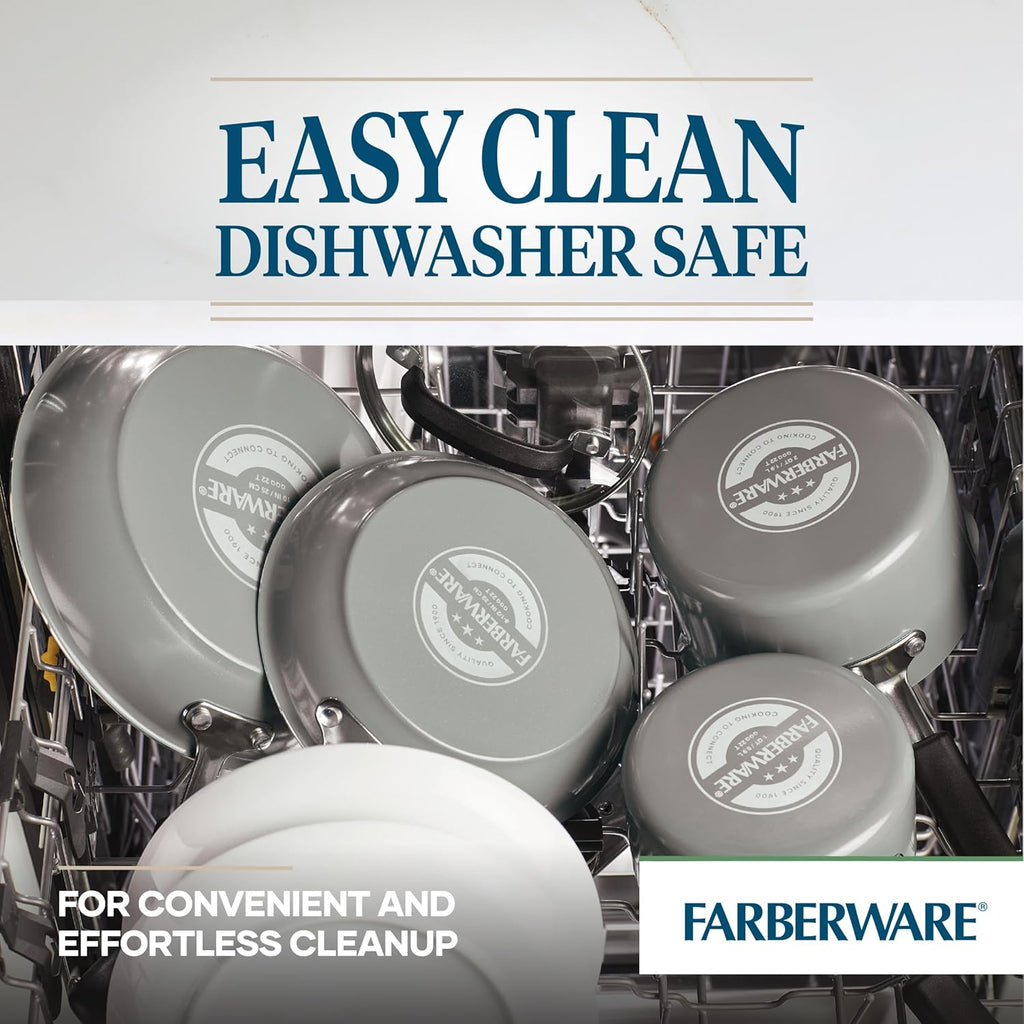 Farberware EcoAdvantage Ceramic Nonstick Cookware/Pots and Pans Set, 13 Piece - Gray
