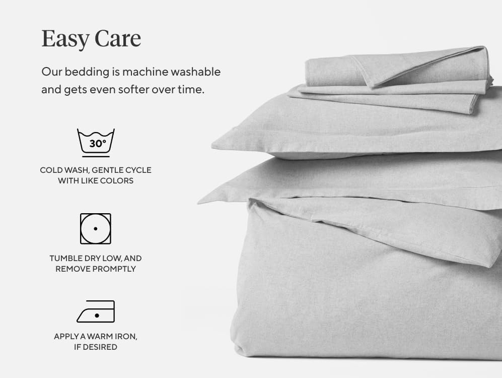 Coyuchi Cloud Brushed Organic Flannel Duvet Cover, Pale Gray Heather (Full/Queen)