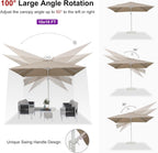 PURPLE LEAF 10 FT Right-left Tilt Patio Umbrella Swivel White Cantilever Umbrella with Tilt Aluminum Outdoor Umbrella with 360° Rotation for Deck Pool Garden, Beige