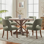 VKNOW Wooden Dining Chairs Set of 4, Modern Fabric Upholstered Dining Room Chair Kitchen Chairs, Farmhouse Dinner Chair for Kitchen Dining Room, Green